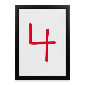 4 Numéro quatre numéro noir anniversaire - Affiche encadrée (27 × 37 cm) - noir - Devant