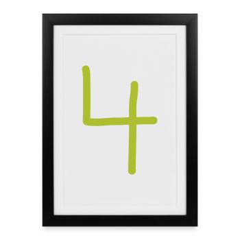 4 Numéro quatre numéro anniversaire vert - Affiche encadrée (27 × 37 cm) - noir - Devant