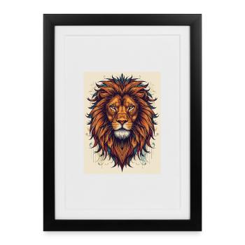 Lion portrait in the magic of colors - Framed poster (27 × 37 cm) - black - Front