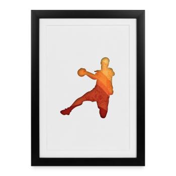 Joueur de handball rétro - Affiche encadrée (27 × 37 cm) - noir - Devant