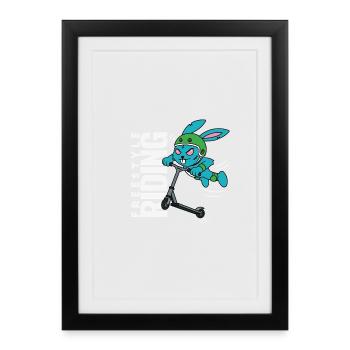 Lapin Freestyle - Affiche encadrée (27 × 37 cm) - noir - Devant