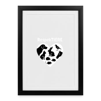 Silhouette de cœur RespectAnimals - Affiche encadrée (27 × 37 cm) - noir - Devant