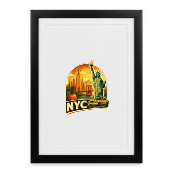 Retro NYC Skyline Sticker - Framed poster (27 × 37 cm) - black - Front