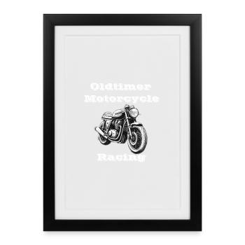 Oldtimer Motorcycle Racing blanc - Affiche encadrée (27 × 37 cm) - noir - Devant