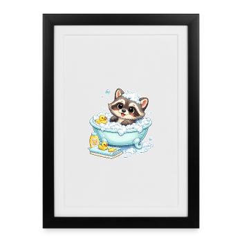Baby_Oskar-_Badewanne - Gerahmtes Poster (27 × 37 cm) - Schwarz - Vorne