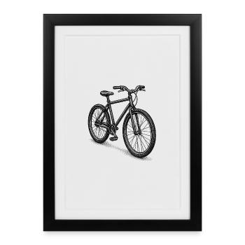Silhouette de vélo rétro - Affiche encadrée (27 × 37 cm) - noir - Devant
