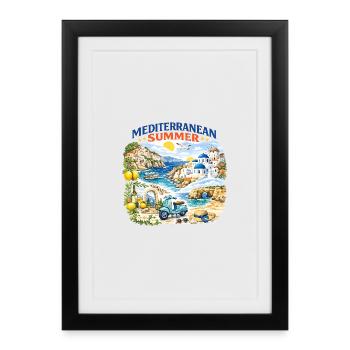 Mediterranean Summer Mosaic - Framed poster (27 × 37 cm) - black - Front
