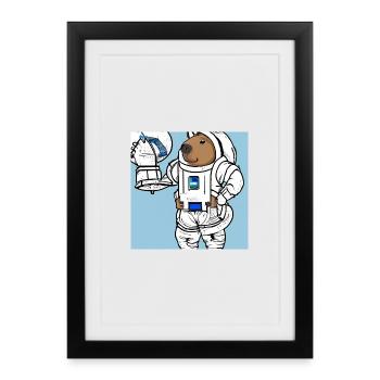 Capybara astronaut - Framed poster (27 × 37 cm) - black - Front