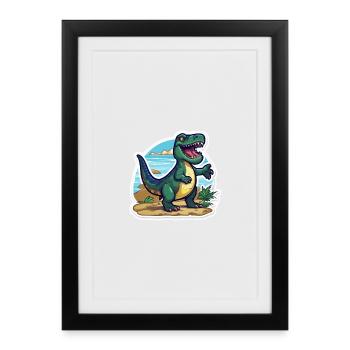 Le Trex Dino est en route - Affiche encadrée (27 × 37 cm) - noir - Devant