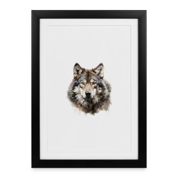 Wolf Portrait – Wild Animal Alps Design - Framed poster (27 × 37 cm) - black - Front