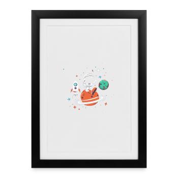Astronaut on Orange Planet Space Adventure - Framed poster (27 × 37 cm) - black - Front
