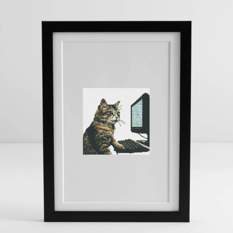 Pixelhackercat Gerahmtes Poster (27 × 37 cm)