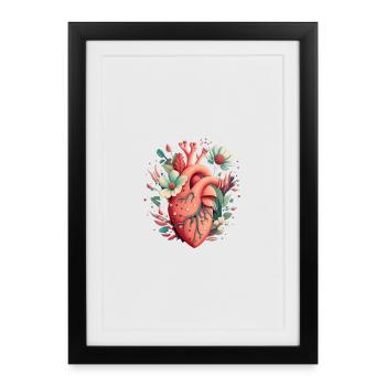 Coeur Bloom Botanique - Affiche encadrée (27 × 37 cm) - noir - Devant