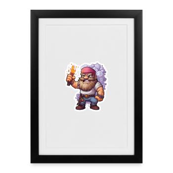 Nain Pixel avec une chemise de jeu de minage torche - Affiche encadrée (27 × 37 cm) - noir - Devant