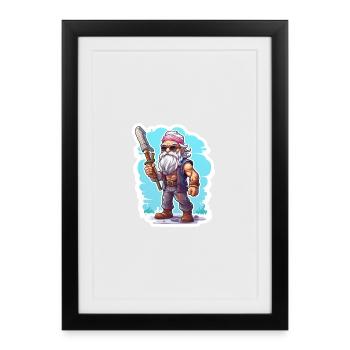 Pixel Rocker Longue Barbe Gaming Shirt de jeu - Affiche encadrée (27 × 37 cm) - noir - Devant