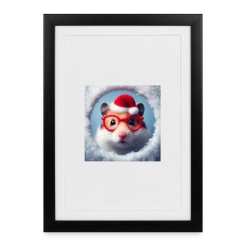 Hamster as Santa Claus - Framed poster (27 × 37 cm) - black - Front