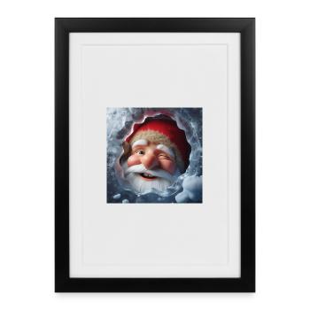 Diablotin regardant à travers la glace en riant - Affiche encadrée (27 × 37 cm) - noir - Devant