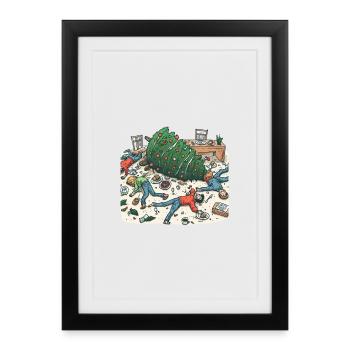Exuberant Christmas tree party - Framed poster (27 × 37 cm) - black - Front