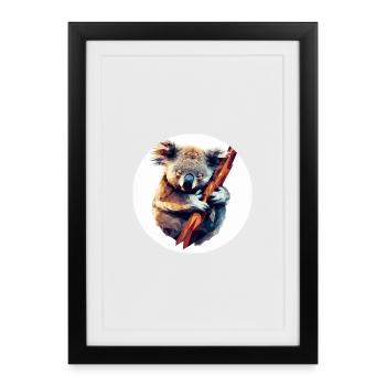 Koala in Polygon Art on the Branch - Framed poster (27 × 37 cm) - black - Front