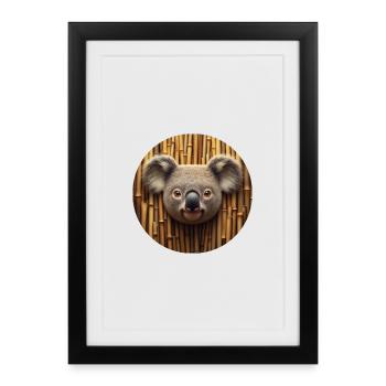 Koala head in front of bamboo wall - Framed poster (27 × 37 cm) - black - Front