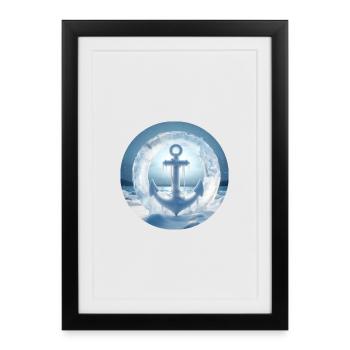 Anker Eis Schnee vereist - Gerahmtes Poster (27 × 37 cm) - Schwarz - Vorne