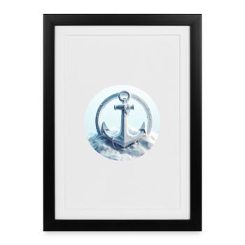 Ancre dans un paysage de glace - Affiche encadrée (27 × 37 cm) - noir - Devant