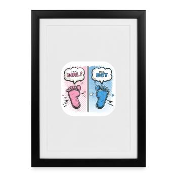 Pieds Sexe Bébé Garçon ou Fille - Affiche encadrée (27 × 37 cm) - noir - Devant