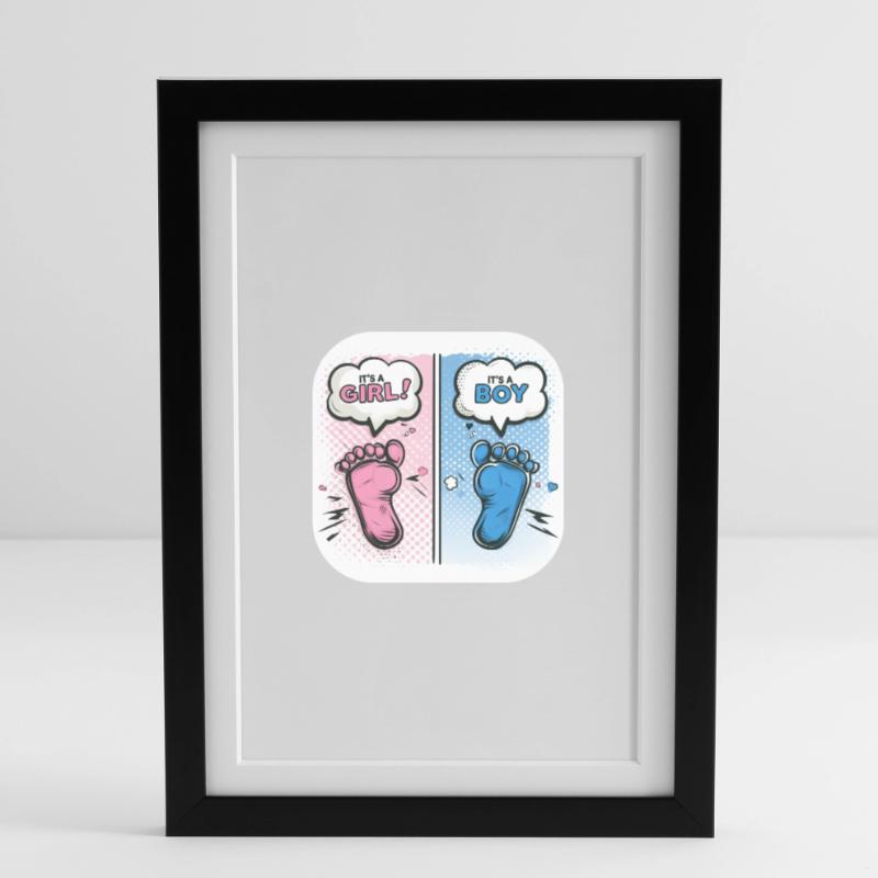 Füße Geschlecht Baby Junge oder Mädchen Gerahmtes Poster (27 × 37 cm)