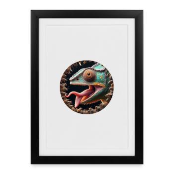 The chameleon is hungry for insects - Framed poster (27 × 37 cm) - black - Front