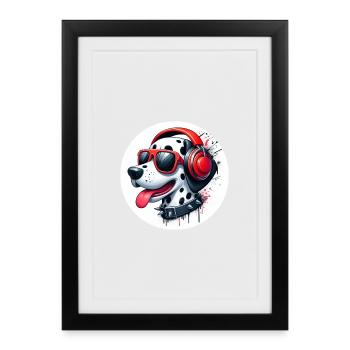 Dalmatian Dog Patches Noir Blanc Casque - Affiche encadrée (27 × 37 cm) - noir - Devant
