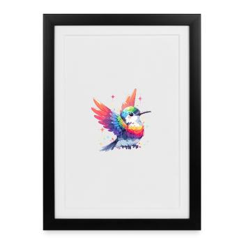 Chemise volante colorée à paillettes volantes - Affiche encadrée (27 × 37 cm) - noir - Devant