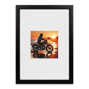 Moto Vieux Coucher de Soleil 1 - Affiche encadrée (27 × 37 cm) - noir - Devant