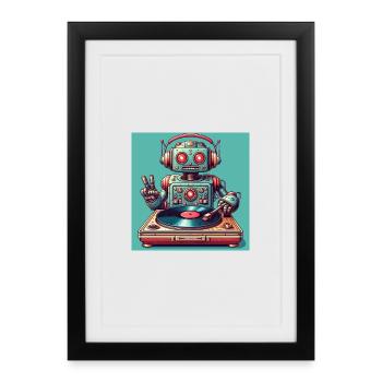 Platine vinyle robotisée - Affiche encadrée (27 × 37 cm) - noir - Devant