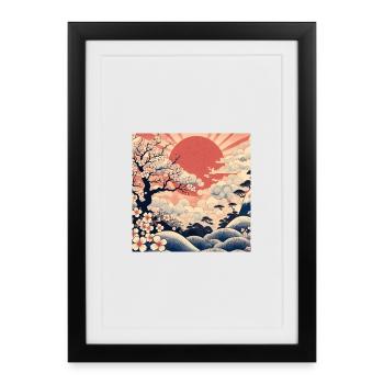 Sunrise Ukiyo-e Style - Framed poster (27 × 37 cm) - black - Front