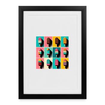 Glace sur le style Popsicle Pop Art III - Affiche encadrée (27 × 37 cm) - noir - Devant