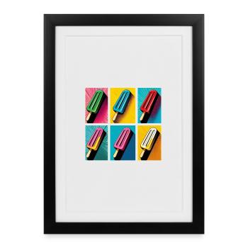 Glace sur le Style Popsicle Pop Art II - Affiche encadrée (27 × 37 cm) - noir - Devant
