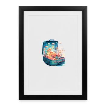 a suitcase full of jellyfish - Jelly Adventure - Framed poster (27 × 37 cm) - black - Front