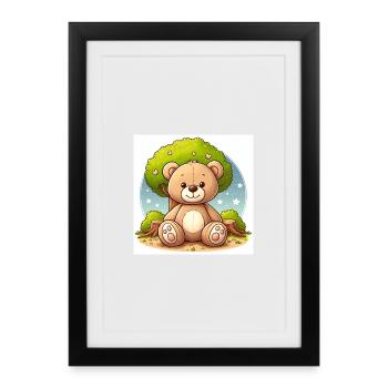 Teddy bear in front of a tree - Framed poster (27 × 37 cm) - black - Front