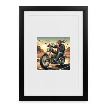Singe cool sur un hélicoptère - Affiche encadrée (27 × 37 cm) - noir - Devant