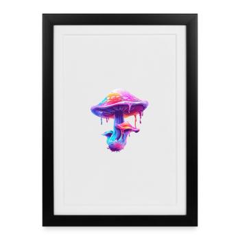 Farbiger Pilz - Gerahmtes Poster (27 × 37 cm) - Schwarz - Vorne