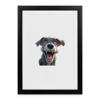 Petit de dessin animé excité - Affiche encadrée (27 × 37 cm) - noir - Devant