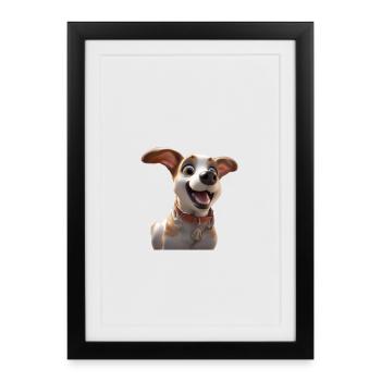 Joyful Cartoon Dog Cheer - Framed poster (27 × 37 cm) - black - Front