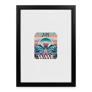 Surfer sur la vague - Affiche encadrée (27 × 37 cm) - noir - Devant