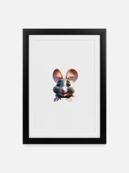 Whimsical Mouse Cheer - Framed poster (27 × 37 cm) - black