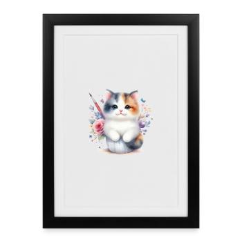 Cute Cat - Framed poster (27 × 37 cm) - black - Front