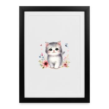 Cute Cat - Framed poster (27 × 37 cm) - black - Front