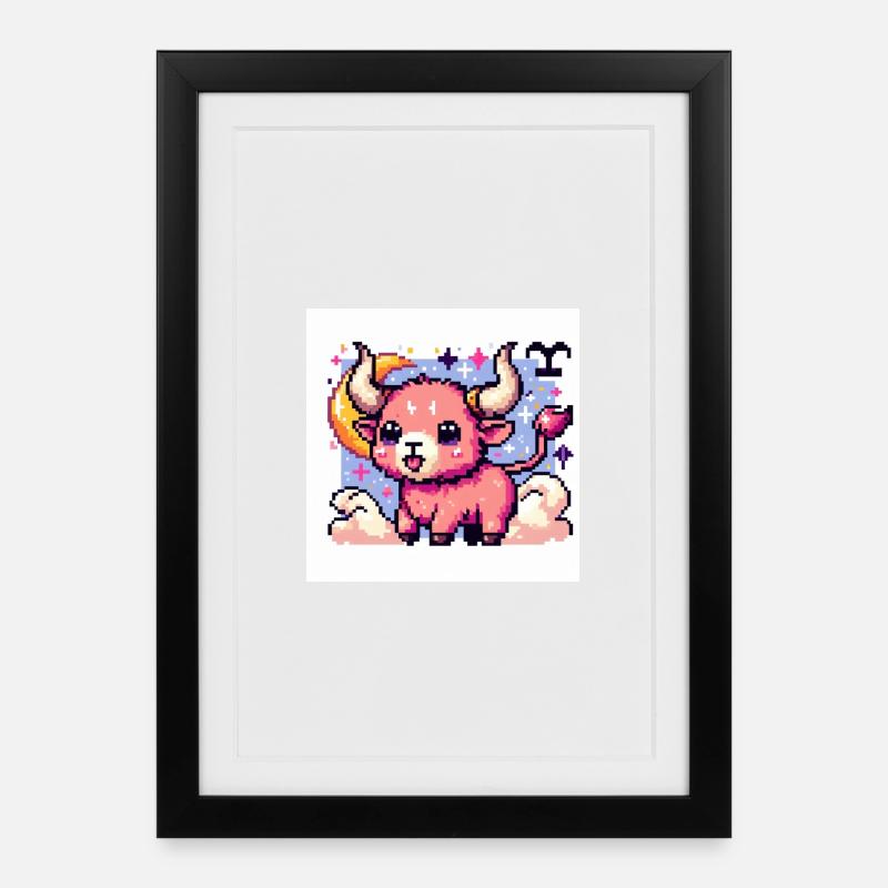 Sweet zodiac sign Taurus as pixel art - Framed poster (27 × 37 cm) - black