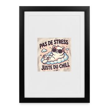 Chat chill - Affiche encadrée (27 × 37 cm) - noir - Devant