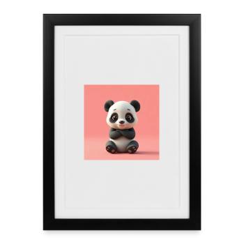 Cartoon effect panda - Framed poster (27 × 37 cm) - black - Front