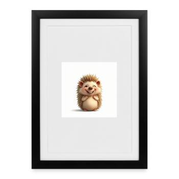 Hérisson câlin trop mignon - Affiche encadrée (27 × 37 cm) - noir - Devant